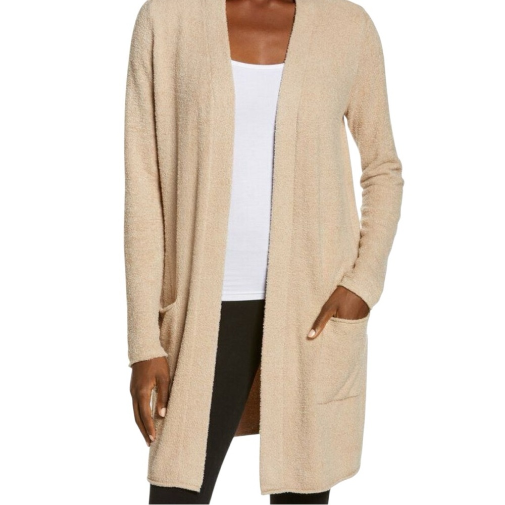 Cozy Beige Open-Front Cardigan Large Cardigan
